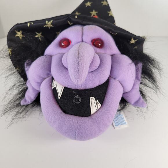 Animated Talking Witch Head Plush 14" Light Up Eyes Halloween Decoration Prop - Picture 3 of 16